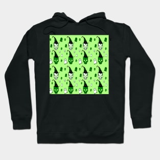 Skull with hat on green Hoodie